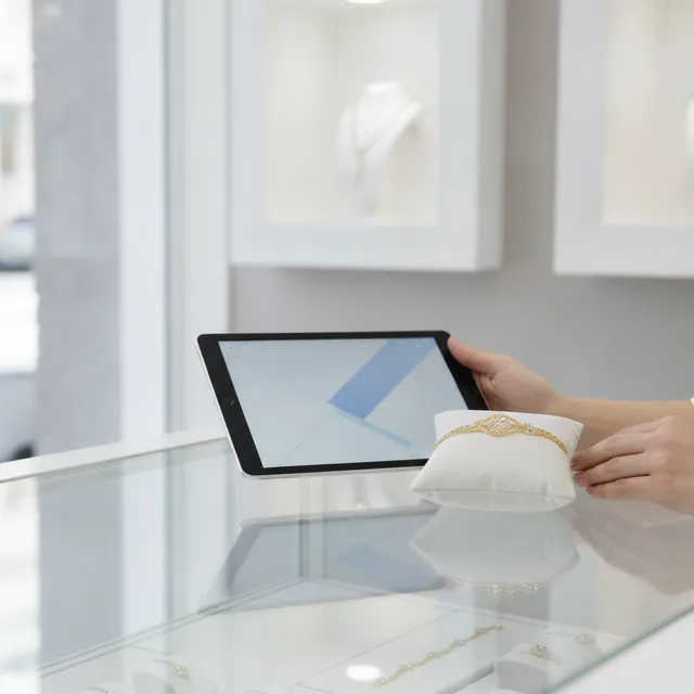 Kuyumcu dükkanında tablet ile satış